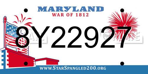 8Y22927 Maryland License Plate