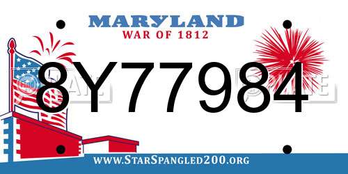8Y77984 Maryland License Plate