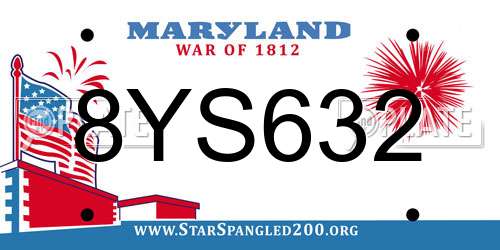 8YS632 Maryland License Plate