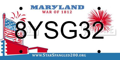 8YSG32 Maryland License Plate
