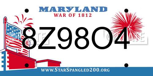 8Z98O4 Maryland License Plate