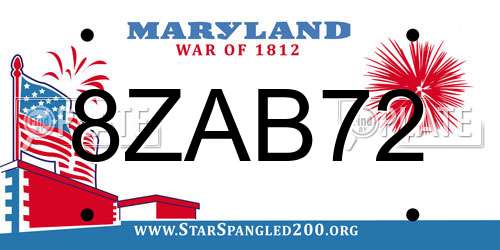 8ZAB72 Maryland License Plate