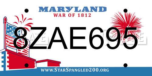 8ZAE695 Maryland License Plate