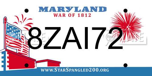 8ZAI72 Maryland License Plate