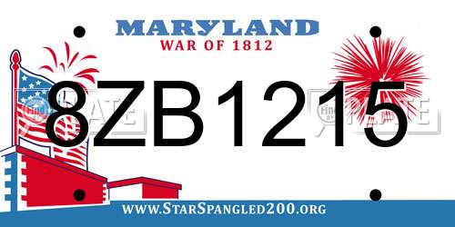 8ZB1215 Maryland License Plate