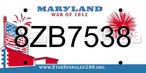 8ZB7538 Maryland License Plate