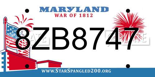8ZB8747 Maryland License Plate