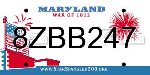8ZBB247 Maryland License Plate