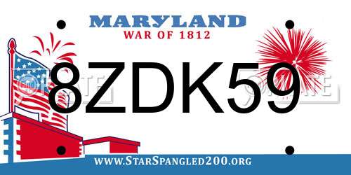 8ZDK59 Maryland License Plate
