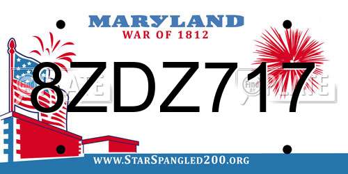 8ZDZ717 Maryland License Plate