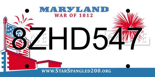 8ZHD547 Maryland License Plate