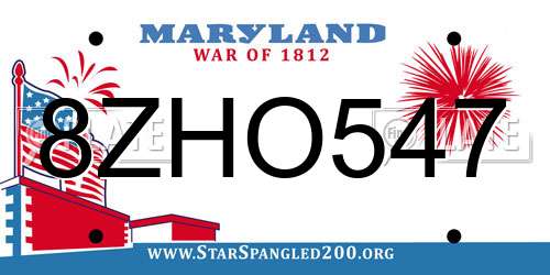8ZHO547 Maryland License Plate