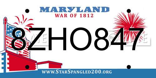 8ZHO847 Maryland License Plate