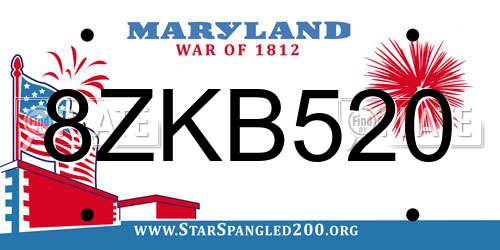 8ZKB520 Maryland License Plate