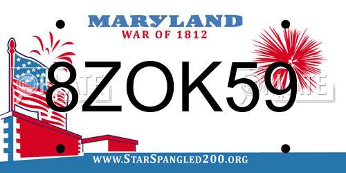 8ZOK59 Maryland License Plate