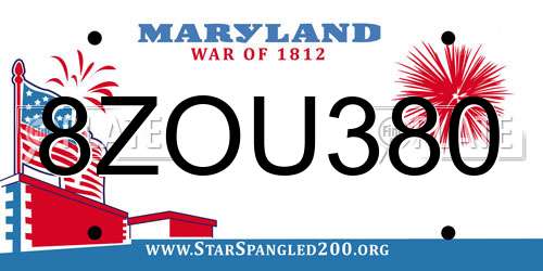 8ZOU380 Maryland License Plate