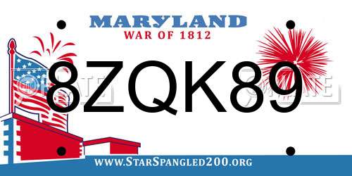 8ZQK89 Maryland License Plate