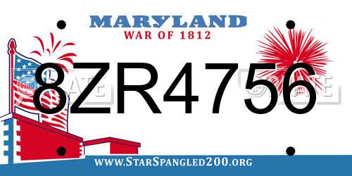 8ZR4756 Maryland License Plate