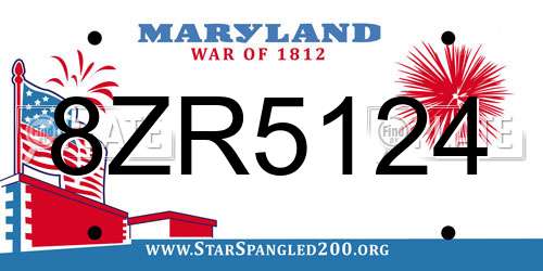 8ZR5124 Maryland License Plate