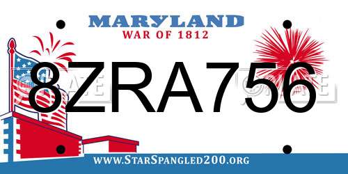 8ZRA756 Maryland License Plate