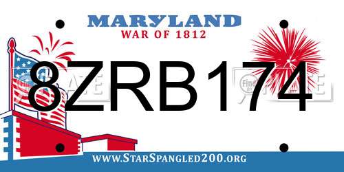 8ZRB174 Maryland License Plate