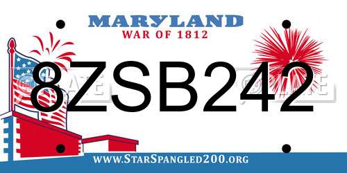 8ZSB242 Maryland License Plate