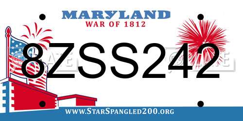 8ZSS242 Maryland License Plate