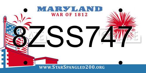 8ZSS747 Maryland License Plate