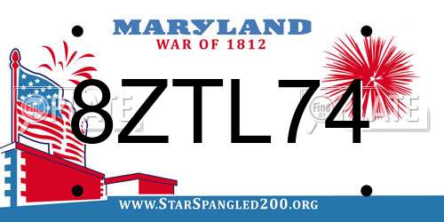 8ZTL74 Maryland License Plate