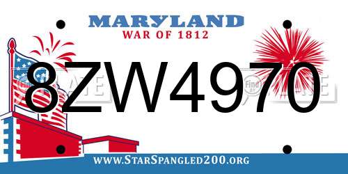 8ZW4970 Maryland License Plate