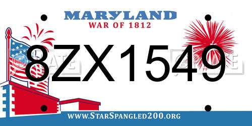 8ZX1549 Maryland License Plate