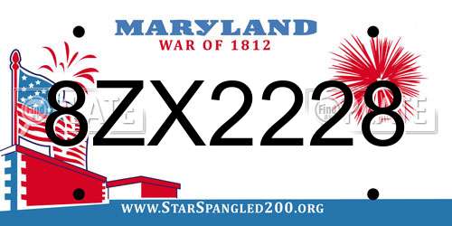 8ZX2228 Maryland License Plate