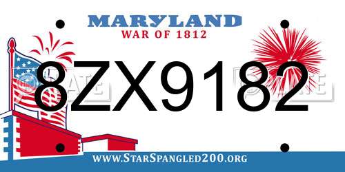 8ZX9182 Maryland License Plate