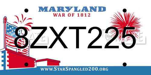 8ZXT225 Maryland License Plate
