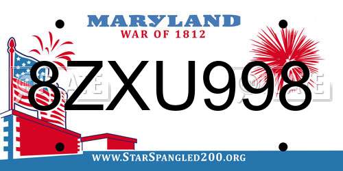 8ZXU998 Maryland License Plate