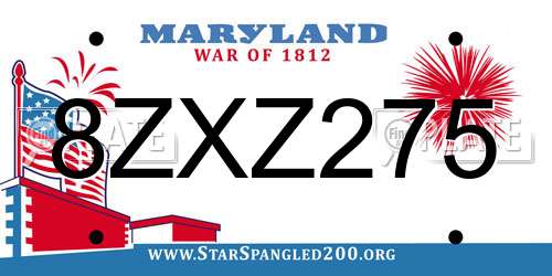8ZXZ275 Maryland License Plate