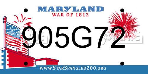 905G72 Maryland License Plate