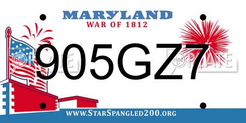 905GZ7 Maryland License Plate