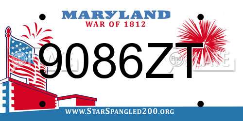 9086ZT Maryland License Plate