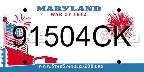 91504CK Maryland License Plate