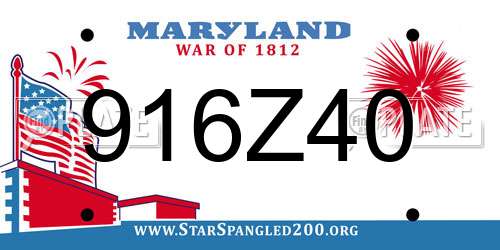 916Z40 Maryland License Plate
