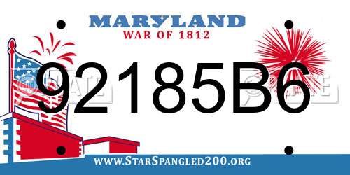 92185B6 Maryland License Plate