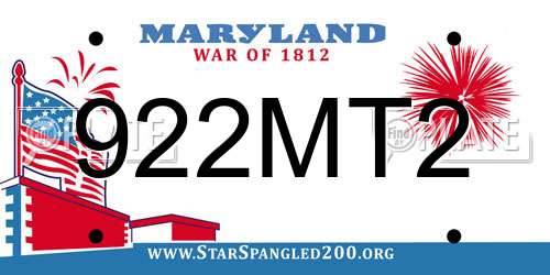 922MT2 Maryland License Plate