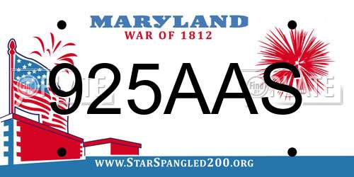 925AAS Maryland License Plate
