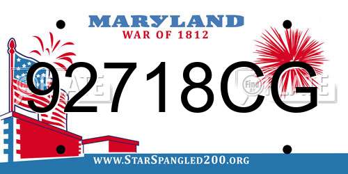 92718CG Maryland License Plate