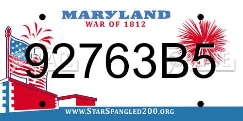 92763B5 Maryland License Plate