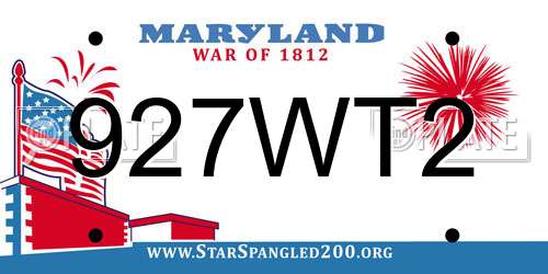 927WT2 Maryland License Plate