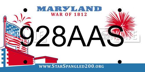 928AAS Maryland License Plate