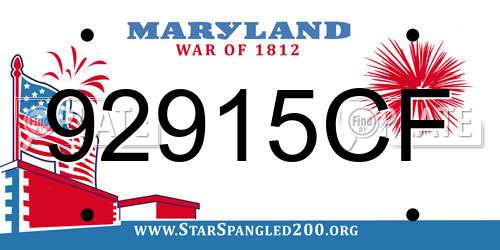 92915CF Maryland License Plate