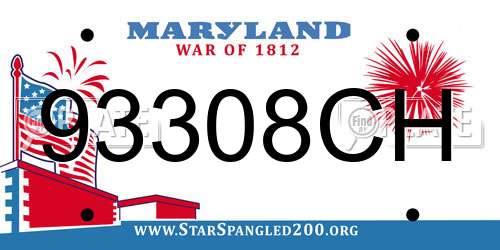 93308CH Maryland License Plate